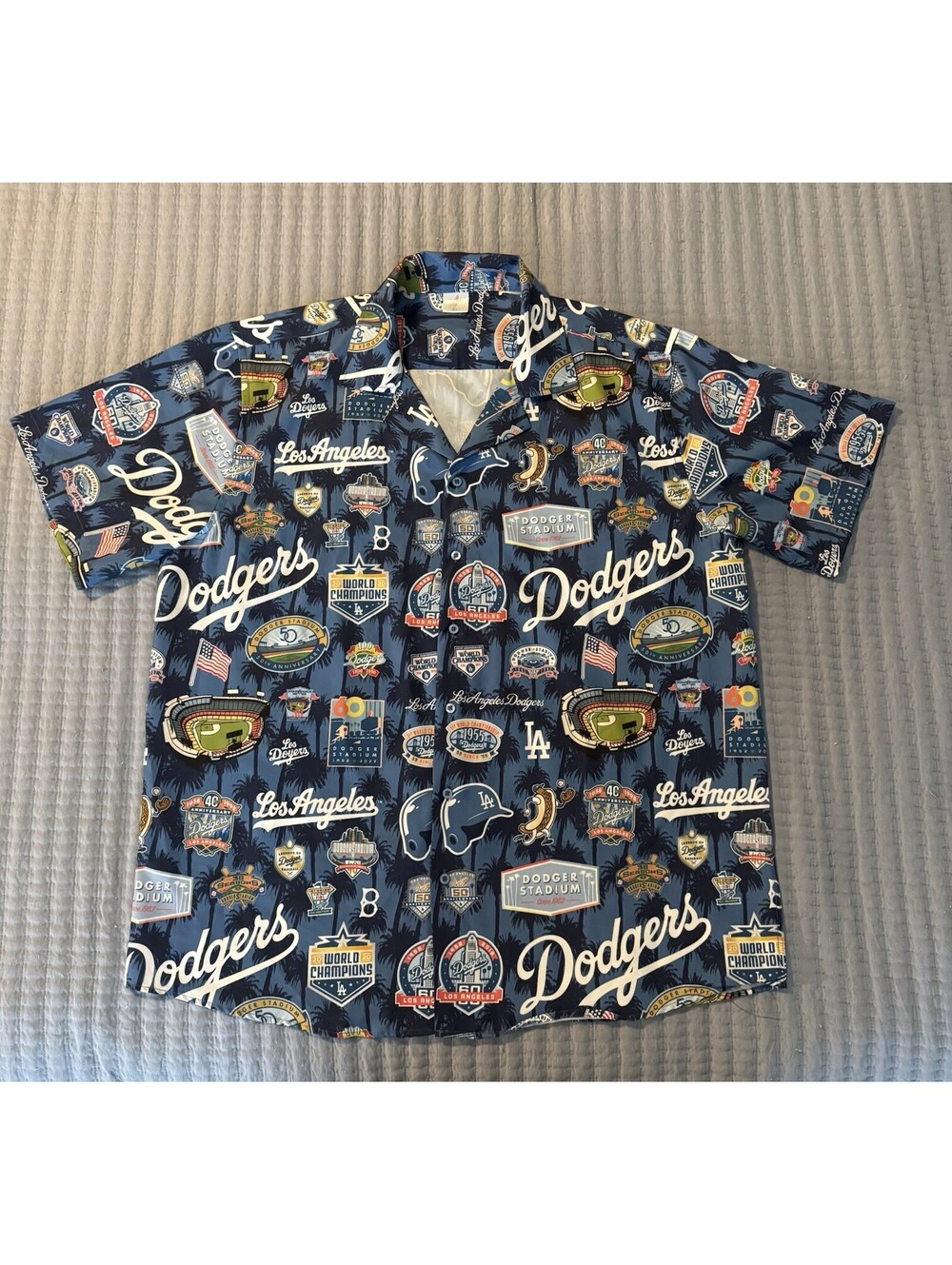 MLB Los Angeles Dodgers Baseball Hawaiian Shirt World Champs Stadium Giveaway